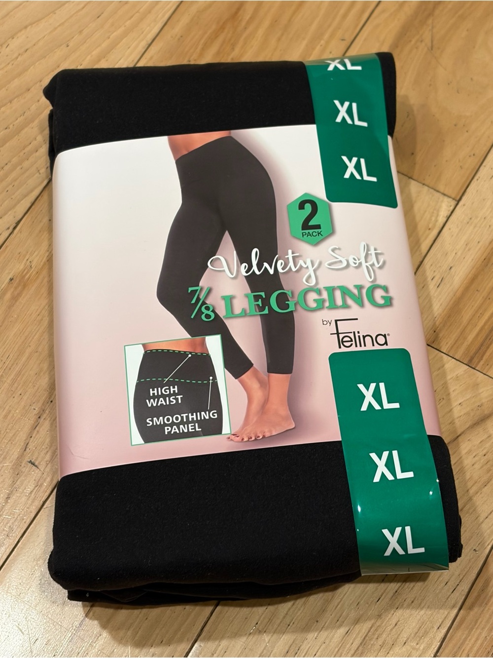 NWT Felina 2 Pack Velvety Soft Black 7/8 High Waist Leggings Pants - Women’s XL